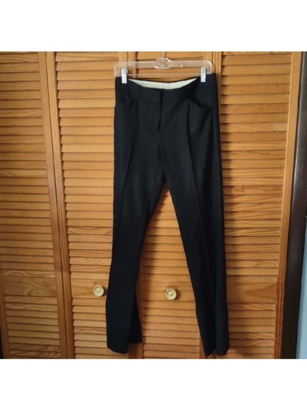 Theory Black Wool Blend 4 Pocket Wide Leg  Zipper Closure Dress Trouser Size 4